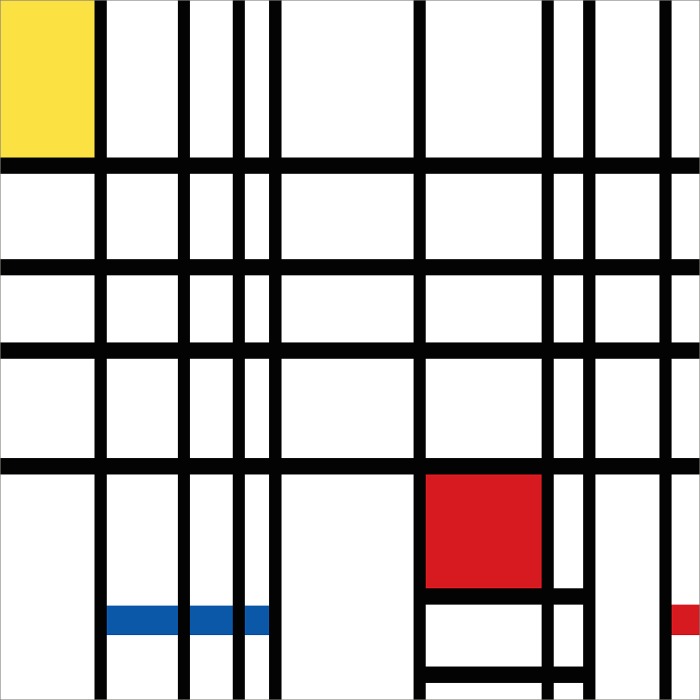 [명화 그림액자] 몬드리안21 노랑 파랑 빨강의 구성