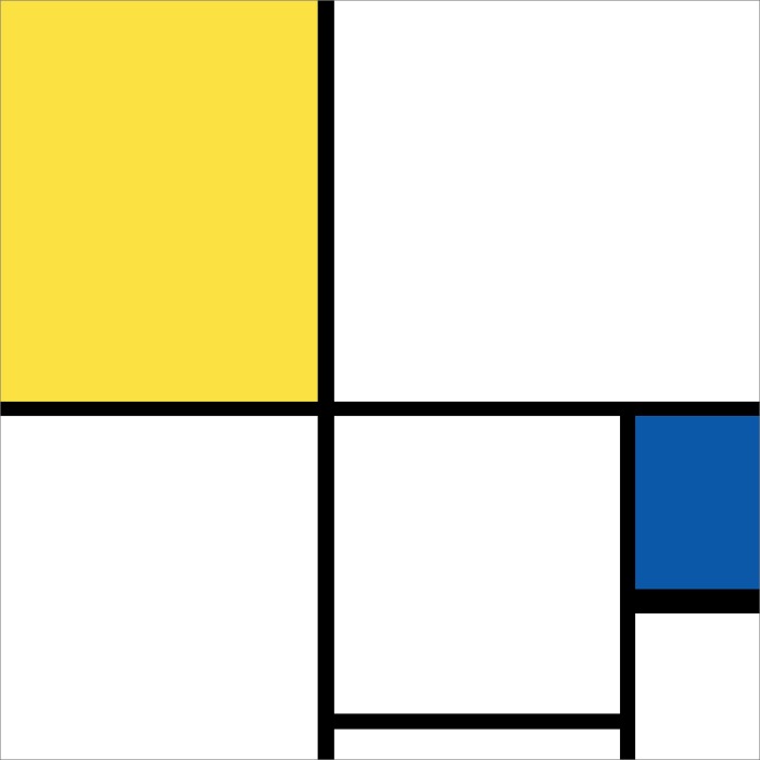 [명화 그림액자] 몬드리안17 파랑 노랑의 구성