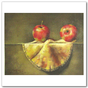 [유화 그림액자] 사과가 있는 정물 27x21